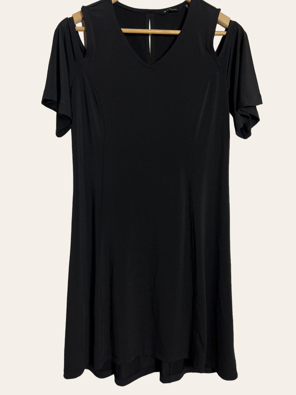 H by Halston Heritage Black Cold Shoulder V-Neck Jersey Dress Size XS Petite